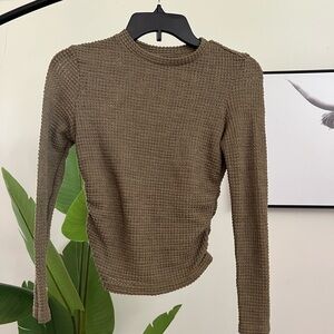 Olive Ruched Sides Shirt